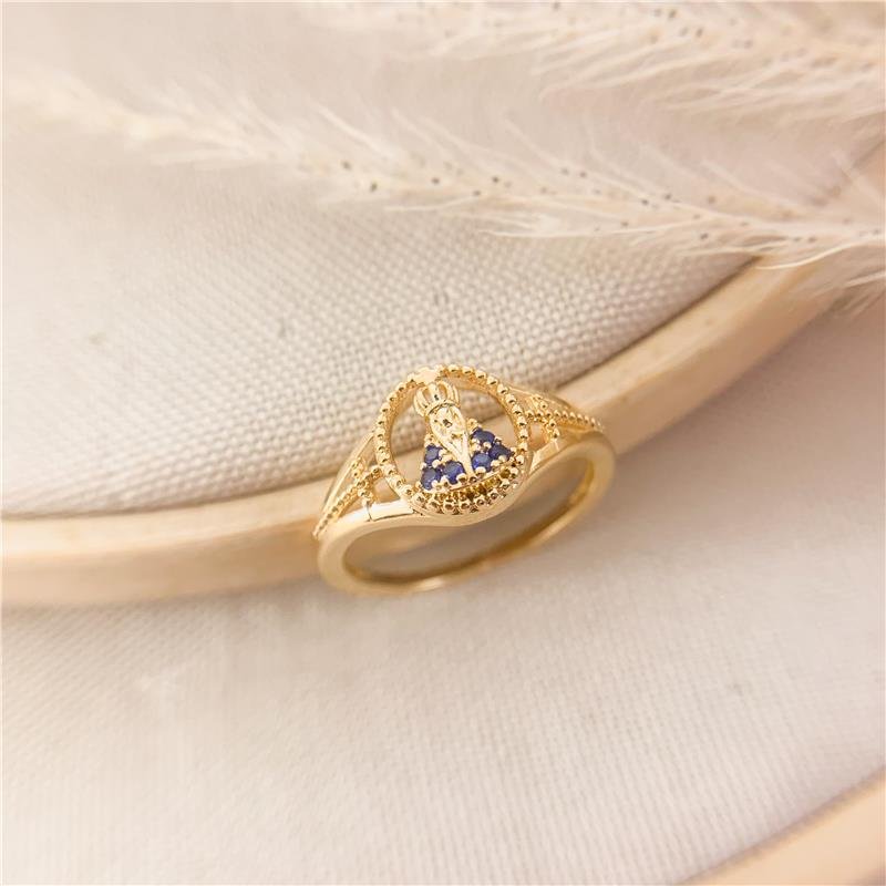 ANEL OVAL NOSSA SENHORA - AZUL