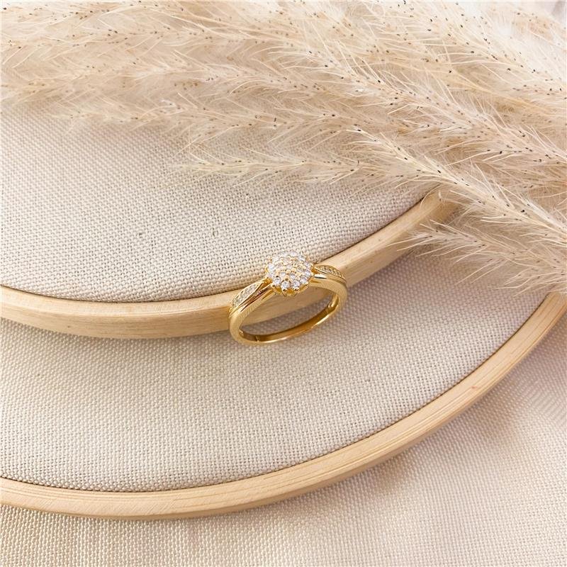 ANEL ARO CRAVEJADO FLOR - CRISTAL