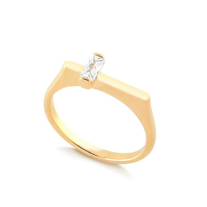 ANEL FINO RETO PEDRA RETANGULAR - CRISTAL