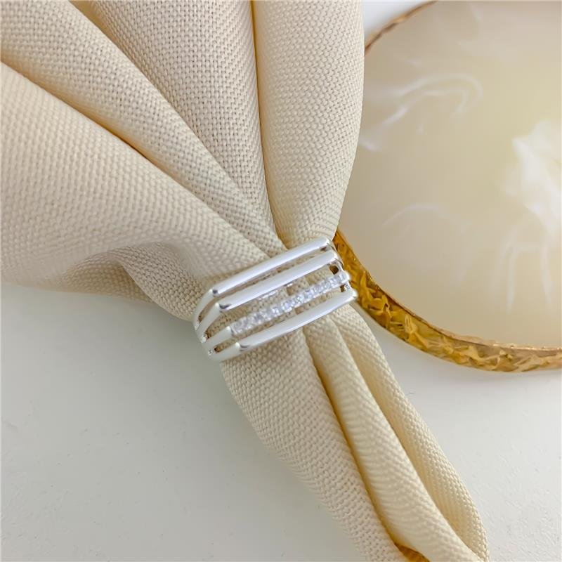 ANEL QUATRO AROS CRAVEJADO - CRISTAL