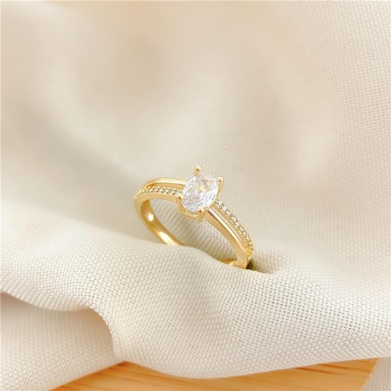 ANEL DOIS AROS COM PEDRA OVAL - CRISTAL