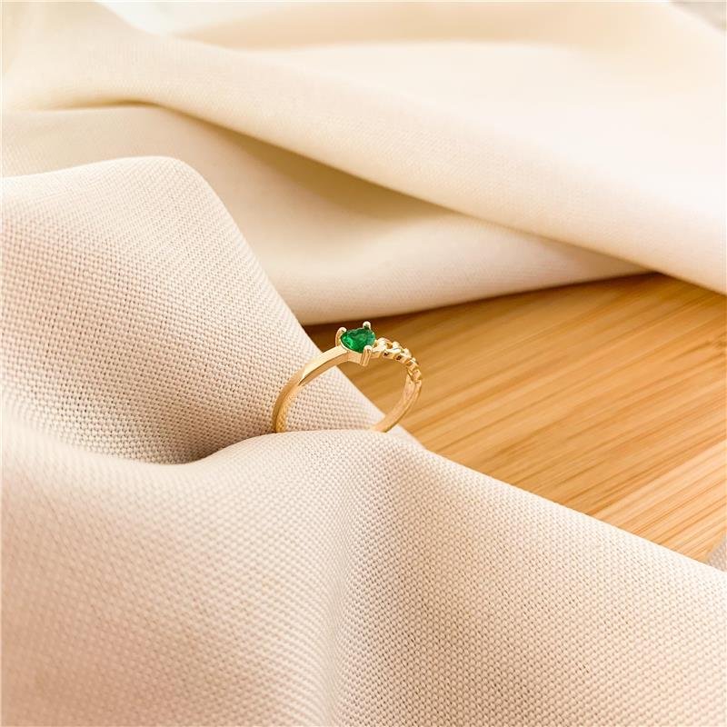 ANEL MEIO ARO ELOS CORAÇÃO - VERDE