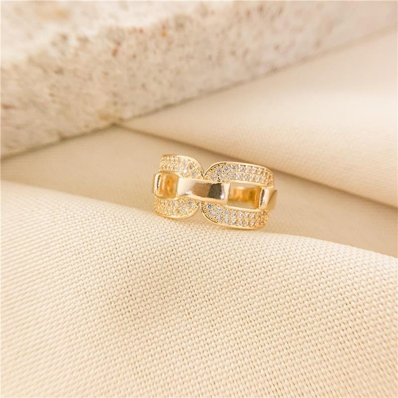 ANEL DETALHES ELOS CRAVEJADO - CRISTAL