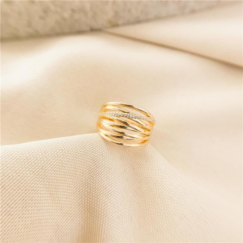 ANEL LARGO FIOS ENTRELAÇADO CRAVEJADO - CRISTAL