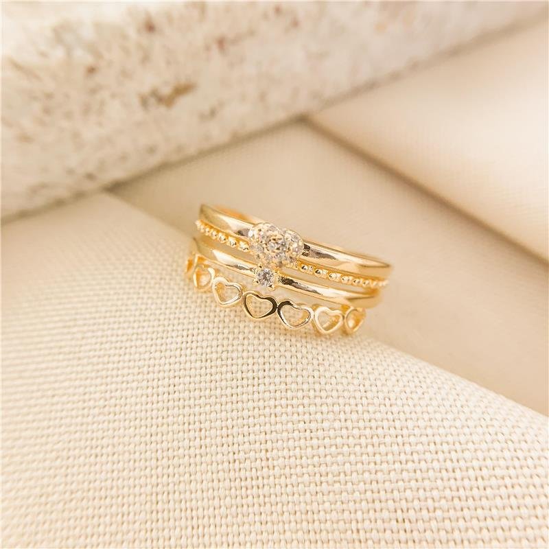 ANEL LOVE SHINE COM CORAÇÕES E ZIRCÔNIAS - CRISTAL