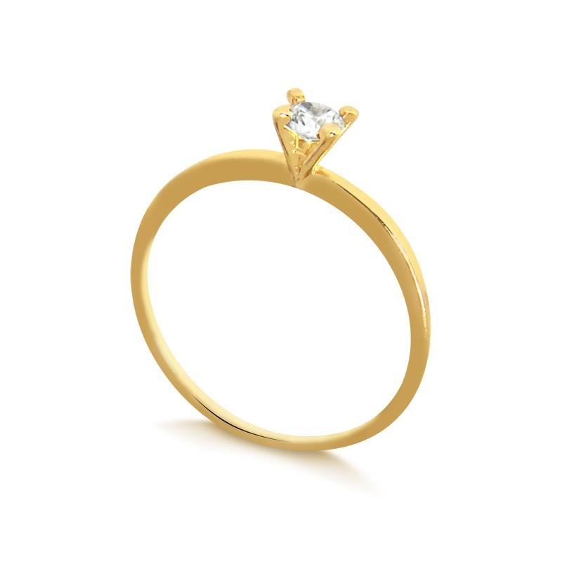 ANEL SOLITÁRIO ZIRCÔNIA 3MM - CRISTAL