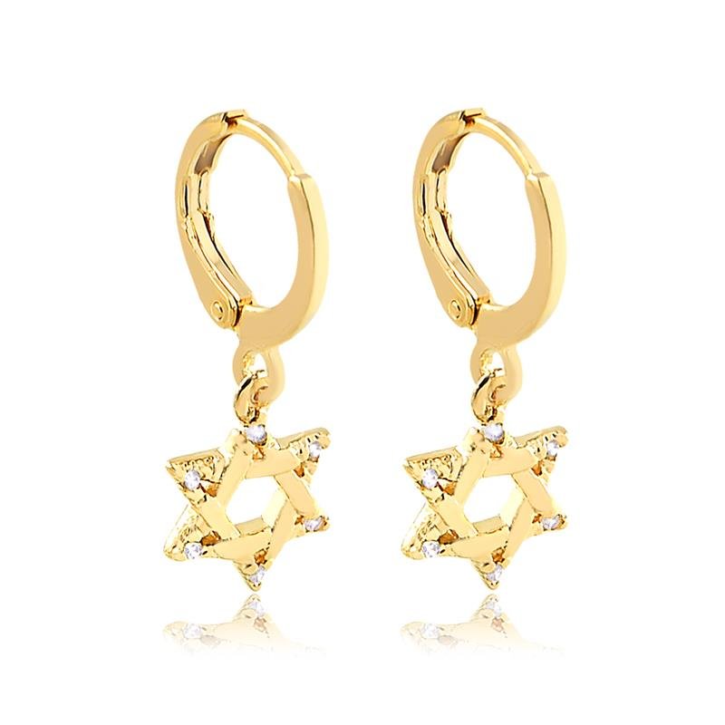 ARGOLA COM PINGENTE ESTRELA DE DAVI - CRISTAL