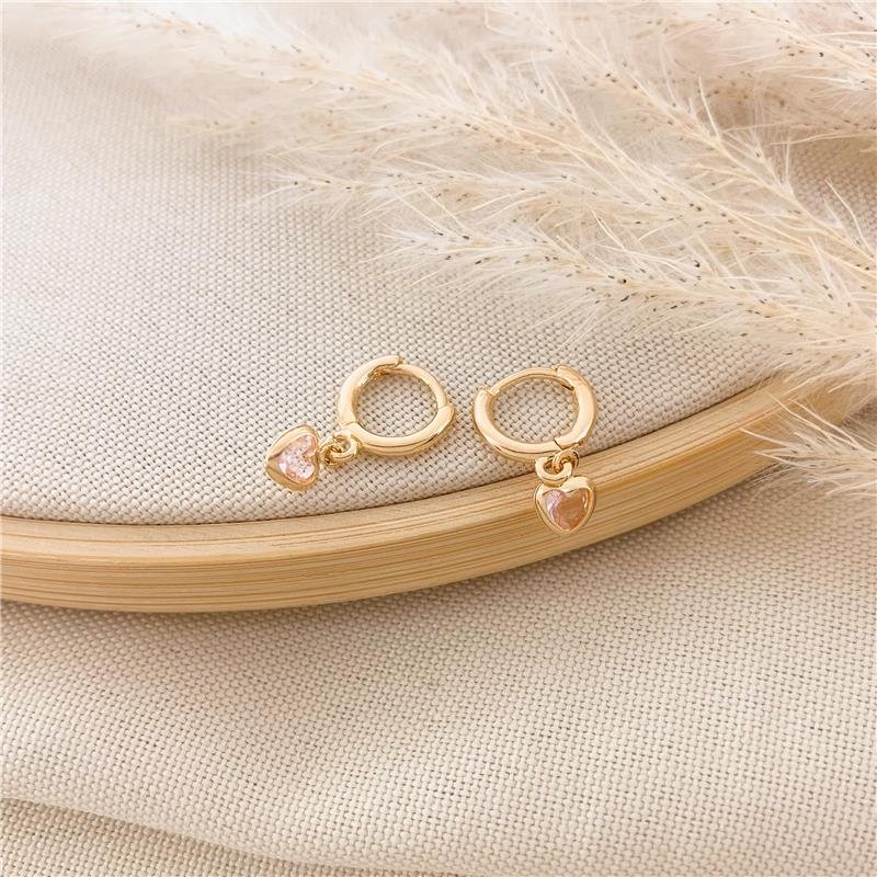 ARGOLA COM PINGENTE CORAÇÃO - ROSA CLARO