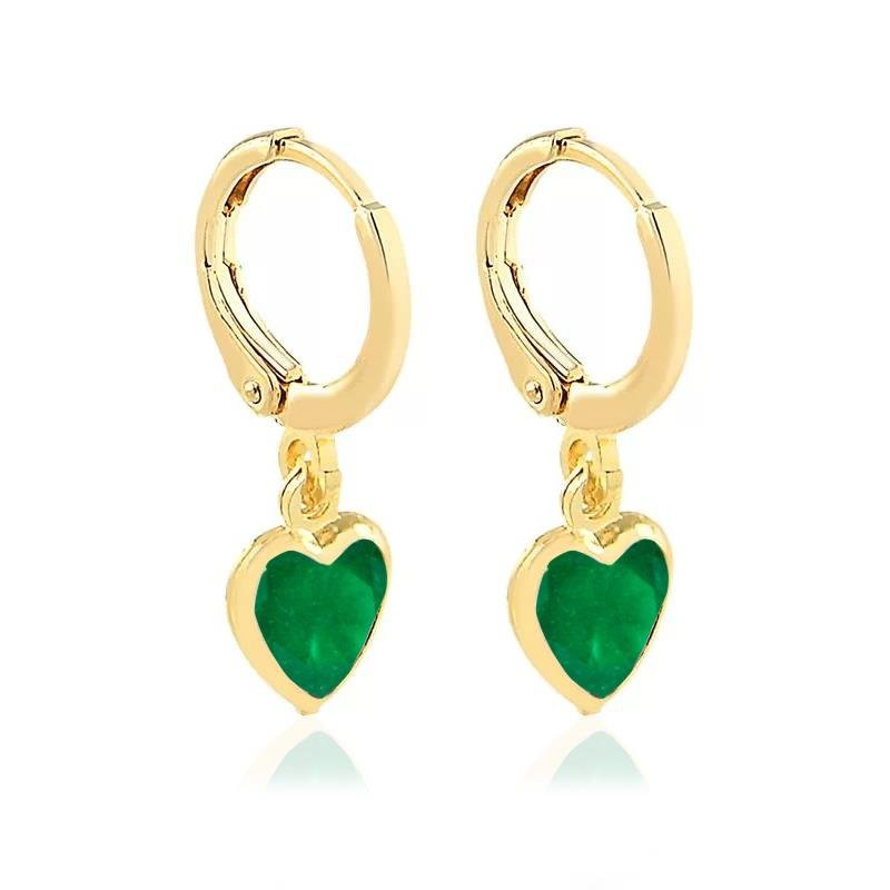 ARGOLA COM PINGENTE CORAÇÃO - VERDE