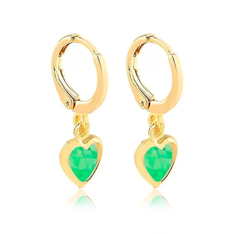 ARGOLA COM PINGENTE CORAÇÃO - VERDE ESMERALDA