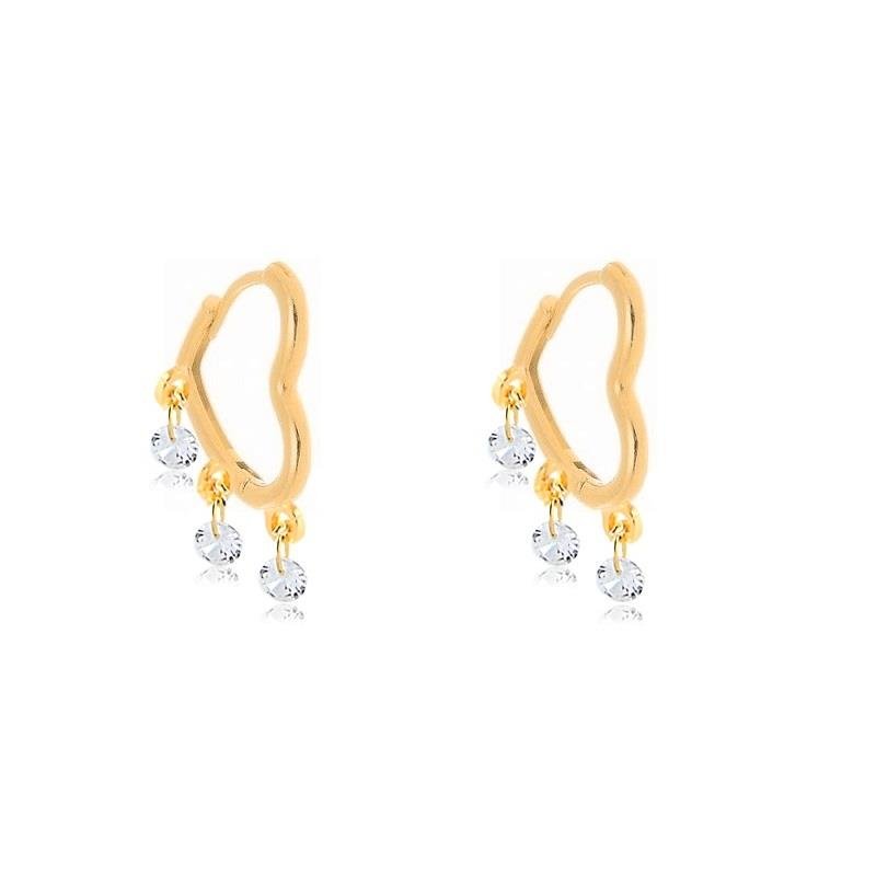 ARGOLA CORAÇÃO PEDRINHAS - CRISTAL