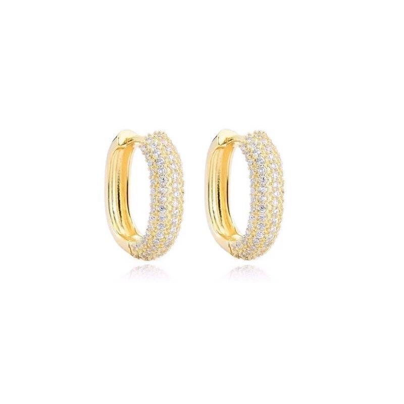 ARGOLA OVAL CRAVEJADA - CRISTAL