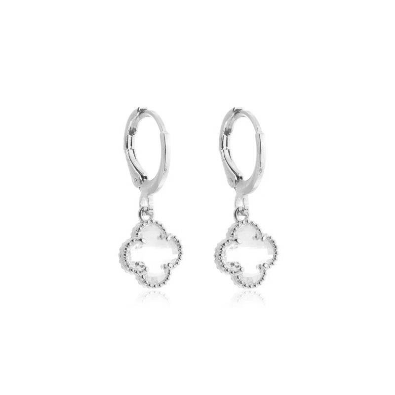 ARGOLA COM PINGENTE TREVO EM RESINA - CRISTAL