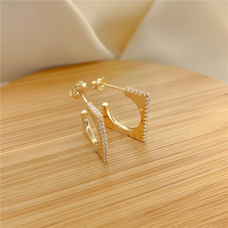ARGOLA ENCAIXE QUADRADO CRAVEJADO - CRISTAL