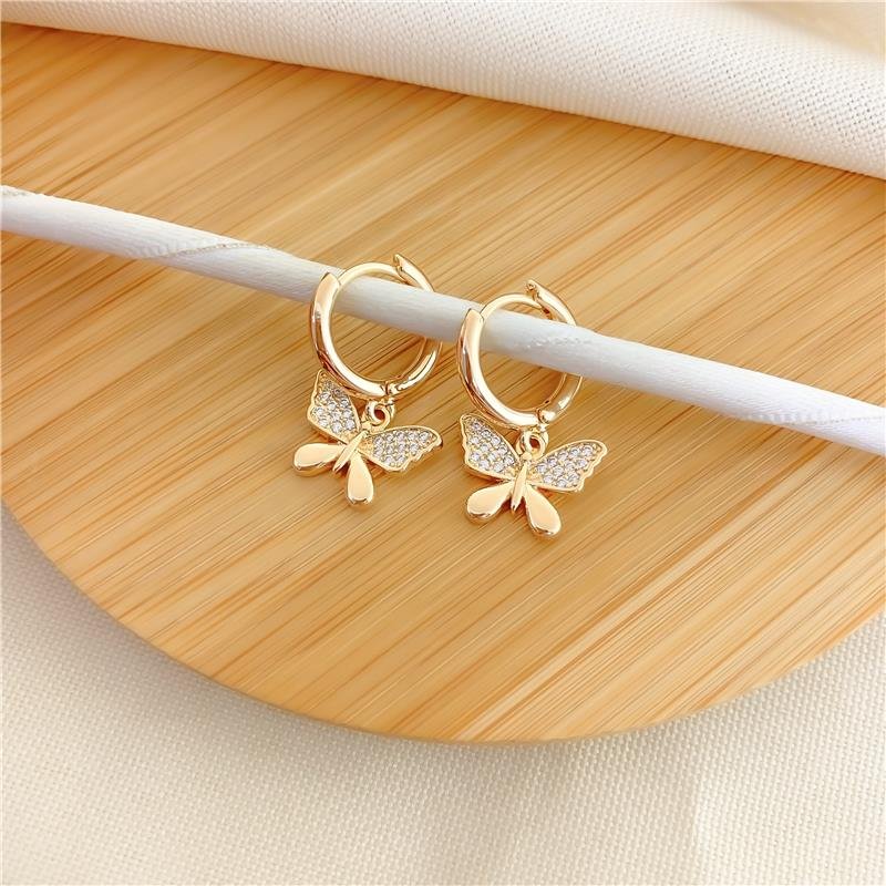 ARGOLA ENCAIXE COM PINGENTE BORBOLETA - CRISTAL