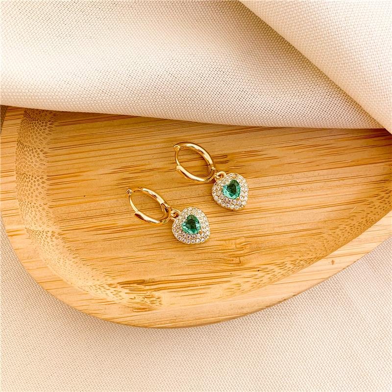 ARGOLA ENCAIXE COM PINGENTE CORAÇÃO - VERDE CLARO