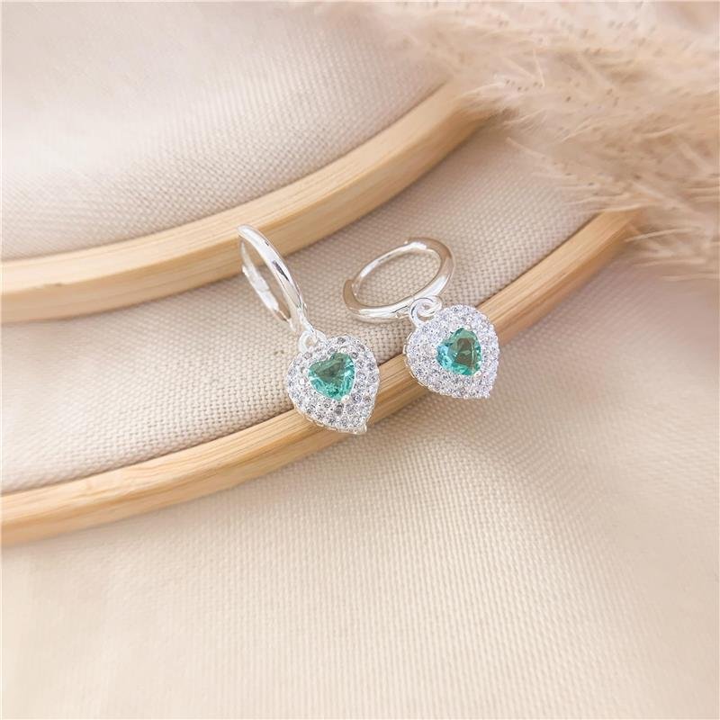 ARGOLA ENCAIXE COM PINGENTE CORAÇÃO - VERDE CLARO