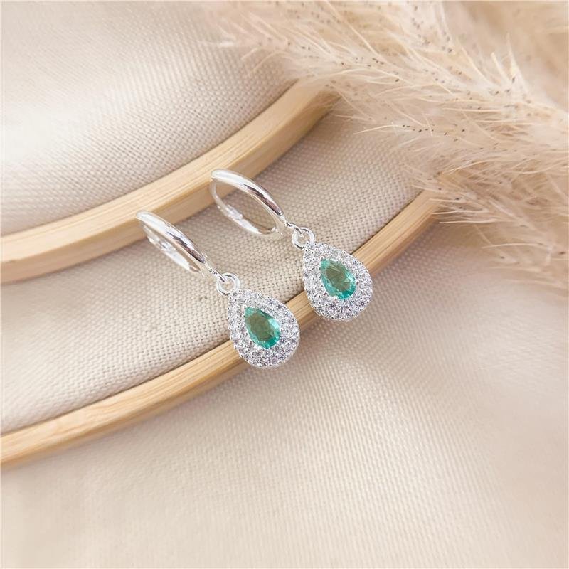 ARGOLA ENCAIXE COM PINGENTE GOTA - VERDE CLARO