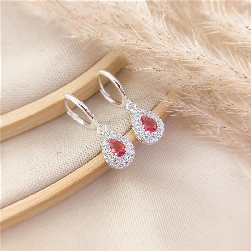 ARGOLA ENCAIXE COM PINGENTE GOTA - ROSA FÚCSIA