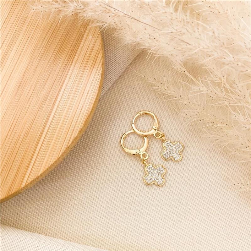 ARGOLA ENCAIXE COM PINGENTE TREVO CRAVEJADO - CRISTAL