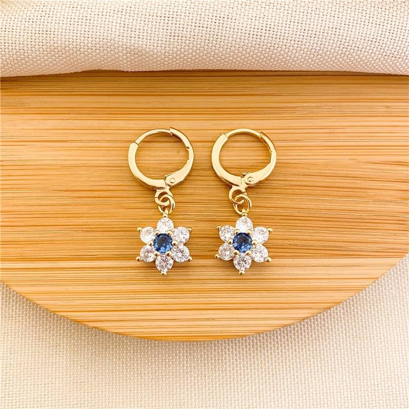 ARGOLA ENCAIXE COM PINGENTE FLOR - AZUL