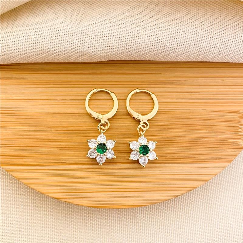 ARGOLA ENCAIXE COM PINGENTE FLOR - VERDE