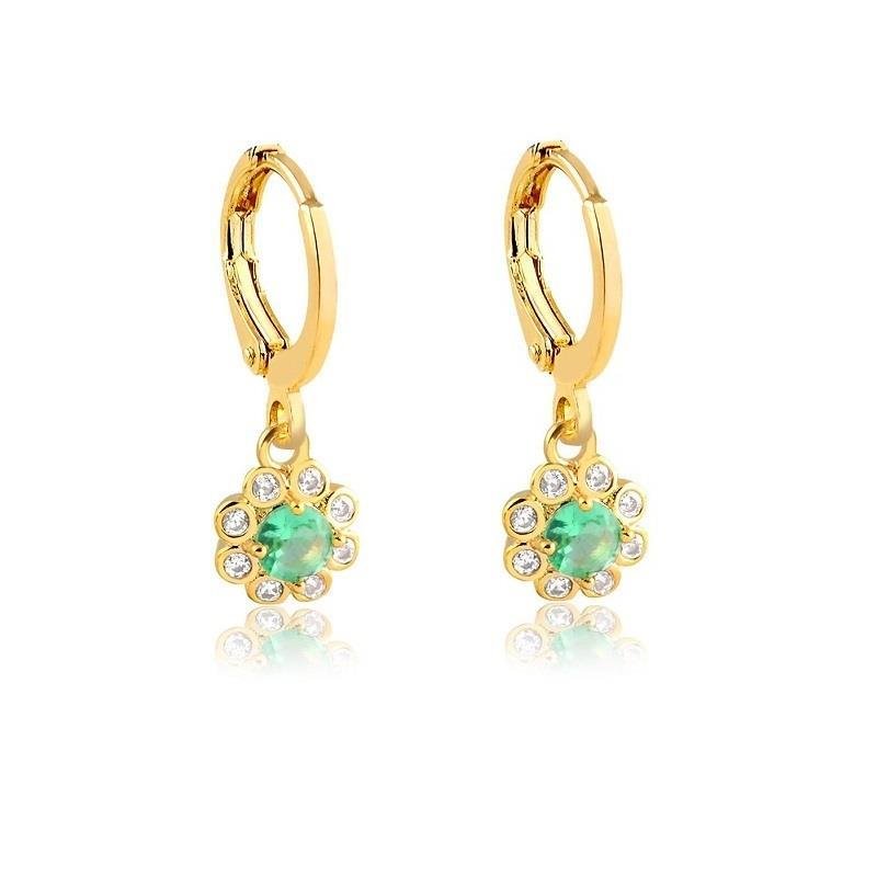 ARGOLA COM PINGENTE FLOR CRAVEJADO - VERDE CLARO