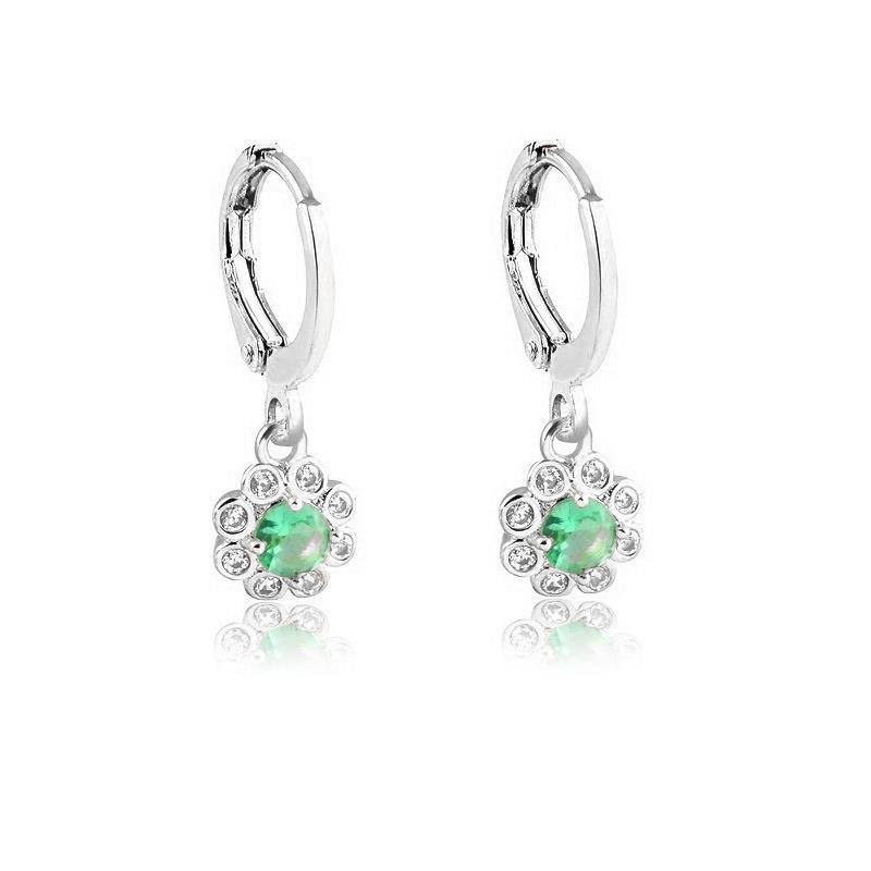 ARGOLA COM PINGENTE FLOR CRAVEJADO - VERDE CLARO