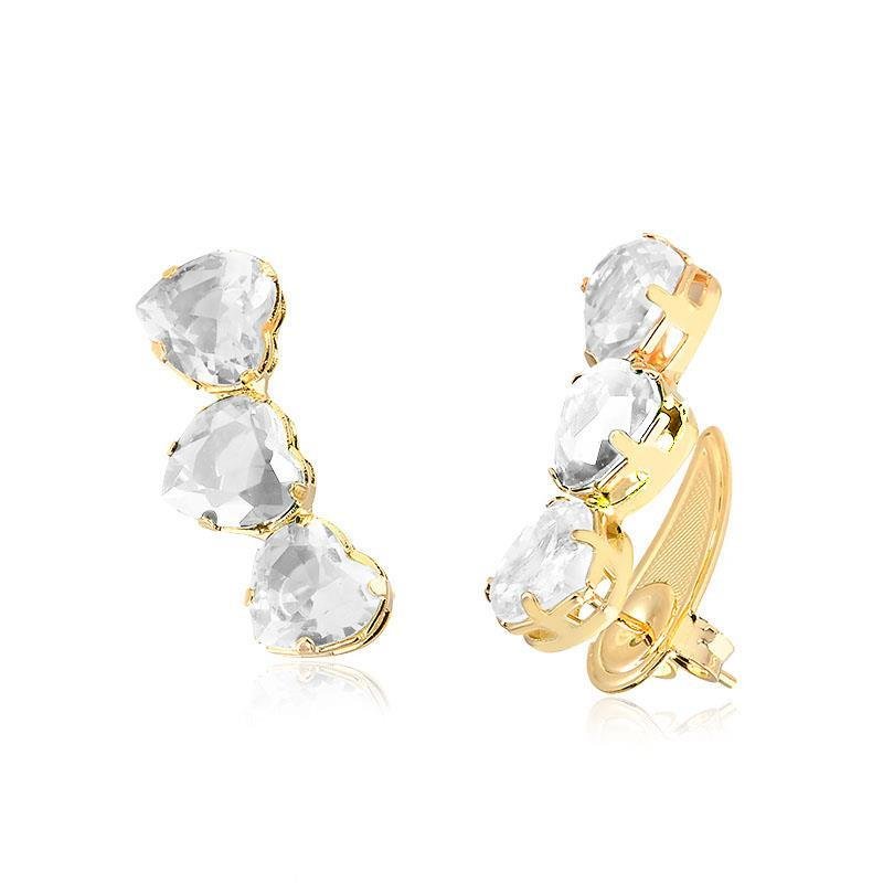 BRINCO EAR CUF CORAÇÃO - CRISTAL