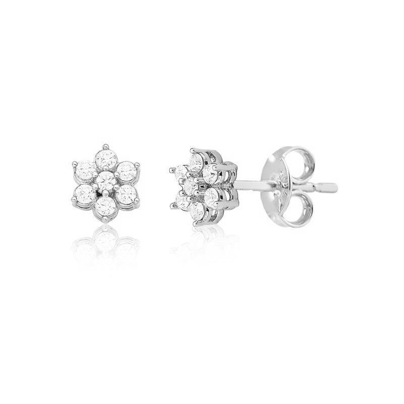 BRINCO FIXO FLOR CRAVEJADO - CRISTAL