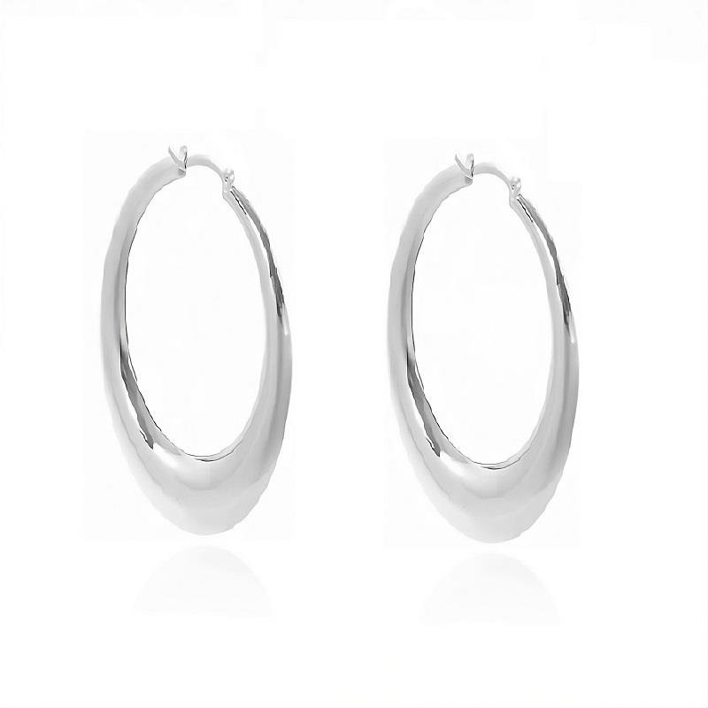 ARGOLA FECHO ITALIANO OVAL GRANDE PRATA 925