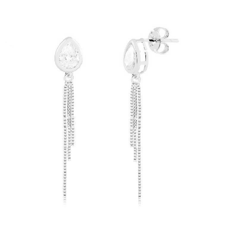 BRINCO GOTA FRANJA - CRISTAL