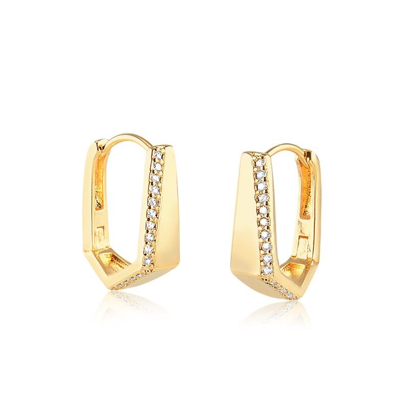 ARGOLA TRIANGULAR CRAVEJADA - CRISTAL