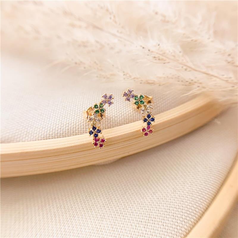 BRINCO EAR CUF FLOR CRAVEJADO - COLORIDA