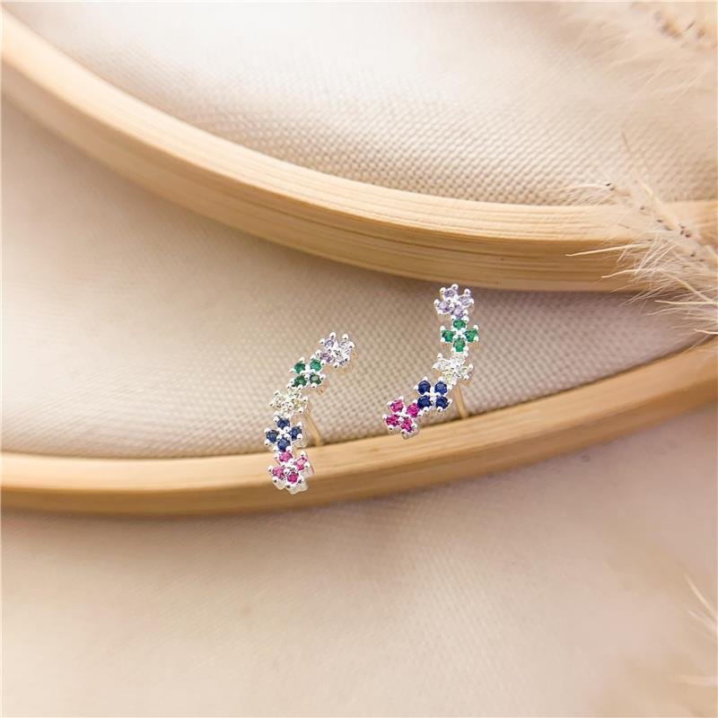 BRINCO EAR CUF FLOR CRAVEJADO - COLORIDA