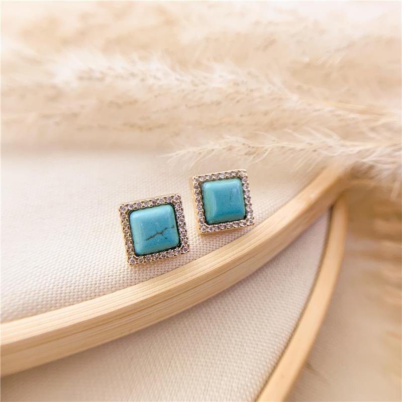 BRINCO FIXO QUADRADO - AZUL TURQUESA