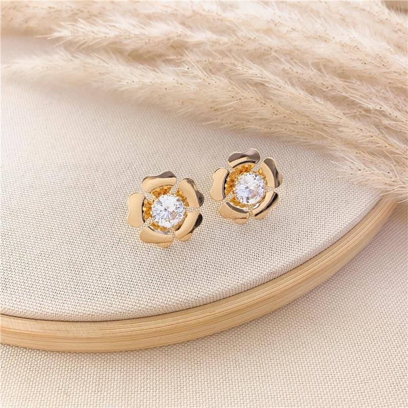 BRINCO FIXO FLOR - CRISTAL