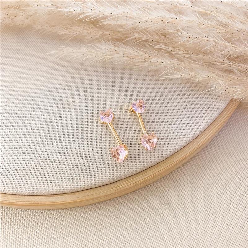 BRINCO EAR JACKET CORAÇÃO - ROSA CLARO