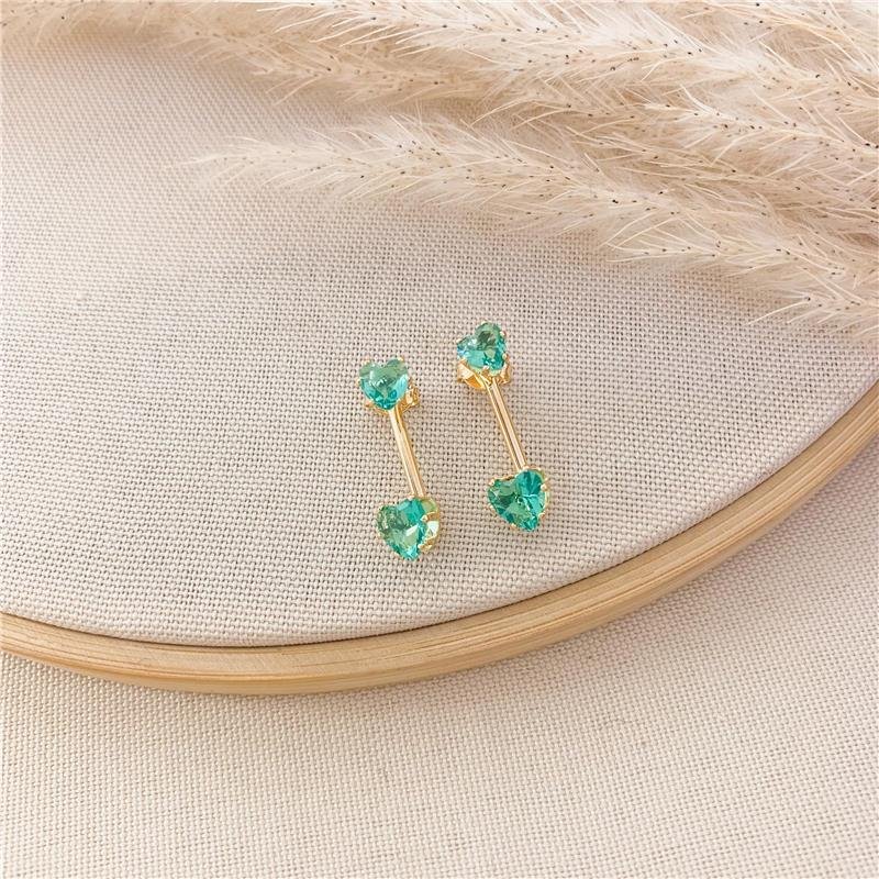 BRINCO EAR JACKET CORAÇÃO - VERDE CLARO