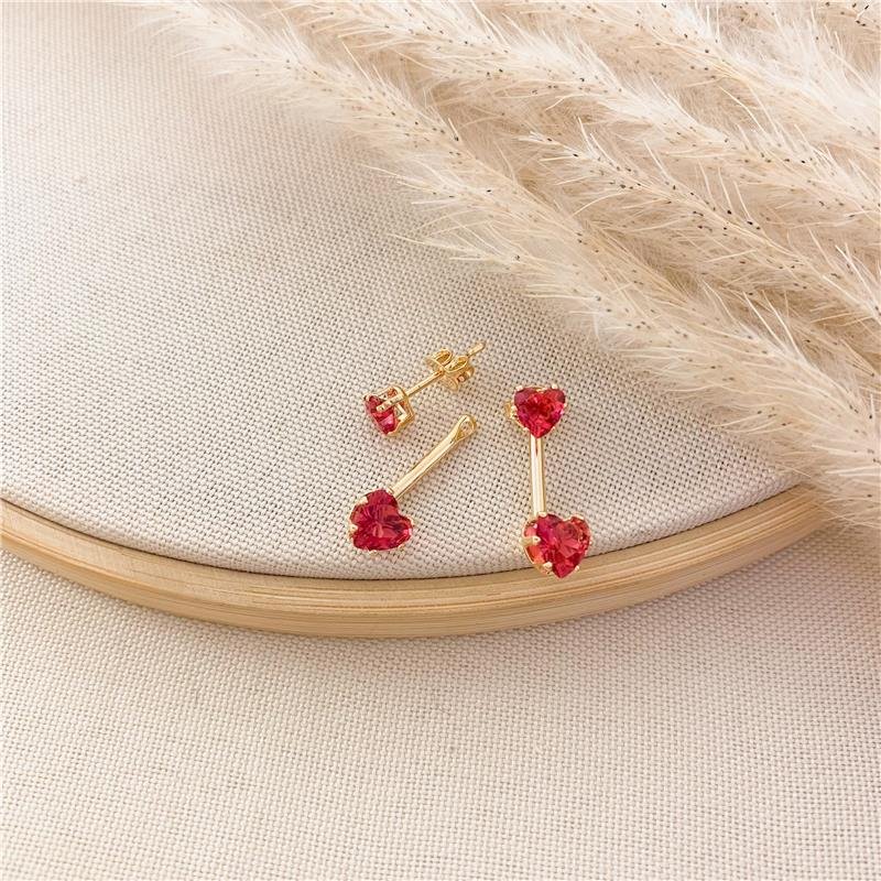 BRINCO EAR JACKET CORAÇÃO - ROSA FÚCSIA