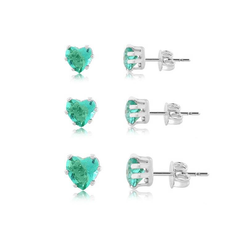 KIT DE BRINCOS CORAÇÃO - VERDE CLARO