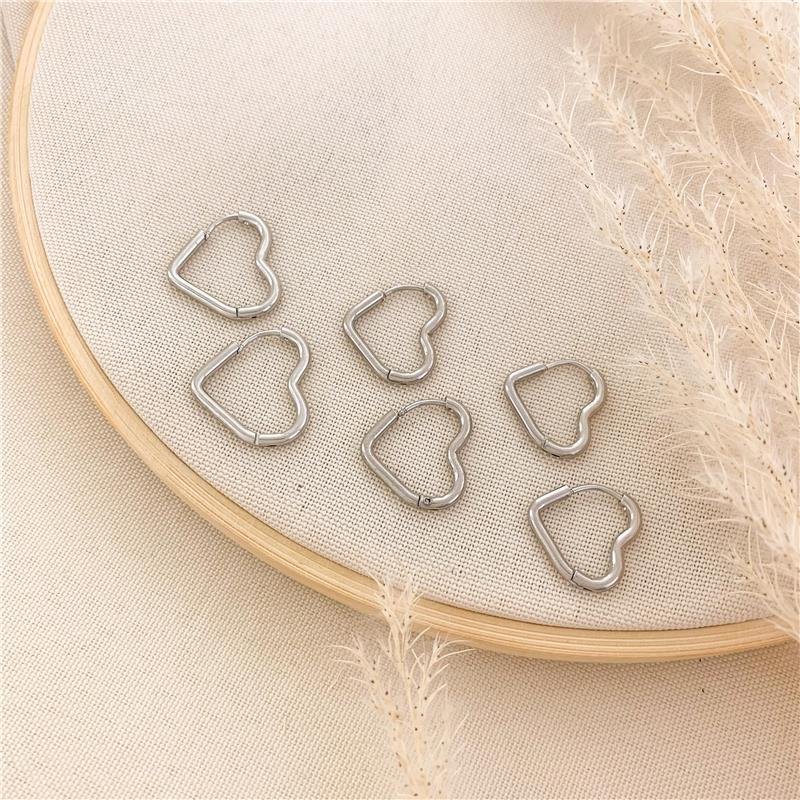 KIT DE ARGOLAS CORAÇÃO-AÇO INOX