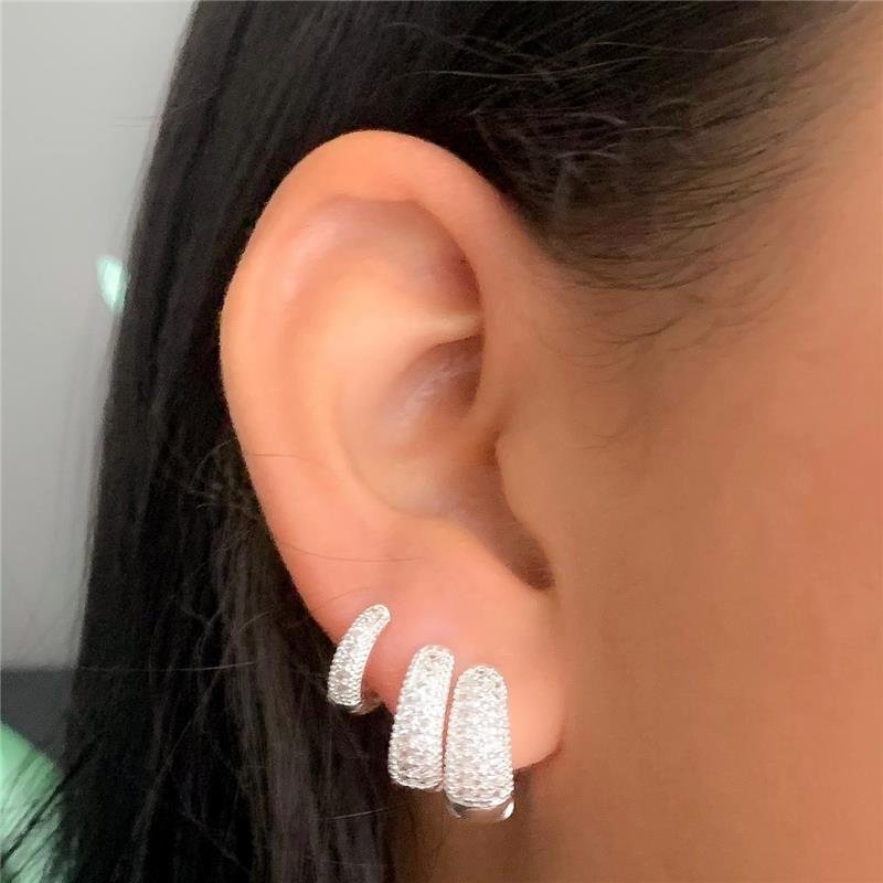 TRIO DE ARGOLINHAS GOTINHA CRAVEJADAS EM ZIRCÔNIA – BANHO DE PRATA-KB1242-1-TP - CRISTAL