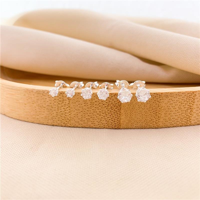 KIT DE BRINCOS REDONDO BANHADO A PRATA