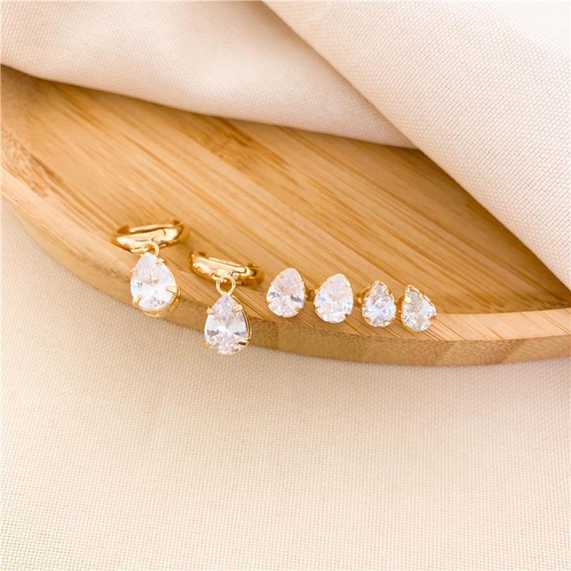 KIT TRIO DE BRINCOS E ARGOLA GOTA