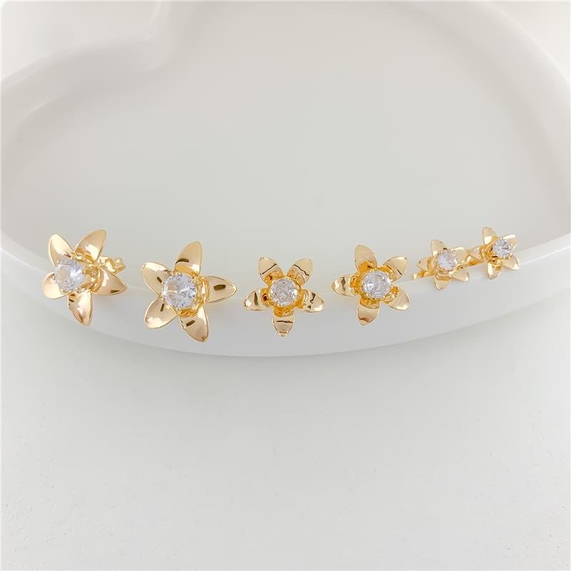 KIT DE BRINCO FLOR ZIRCÔNIA