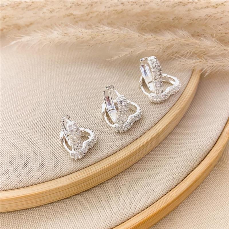 TRIO DE ARGOLINHAS CORAÇÃO CRAVEJADAS EM ZIRCÔNIA– BANHO DE PRATA KB1394-2