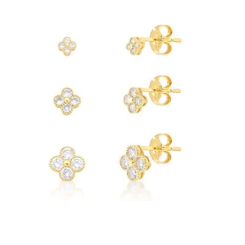 KIT DE BRINCOS TREVO - CRISTAL