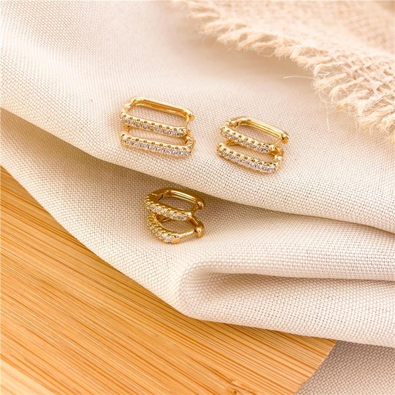 KIT DE ARGOLA RETANGULAR CRAVEJADA - CRISTAL