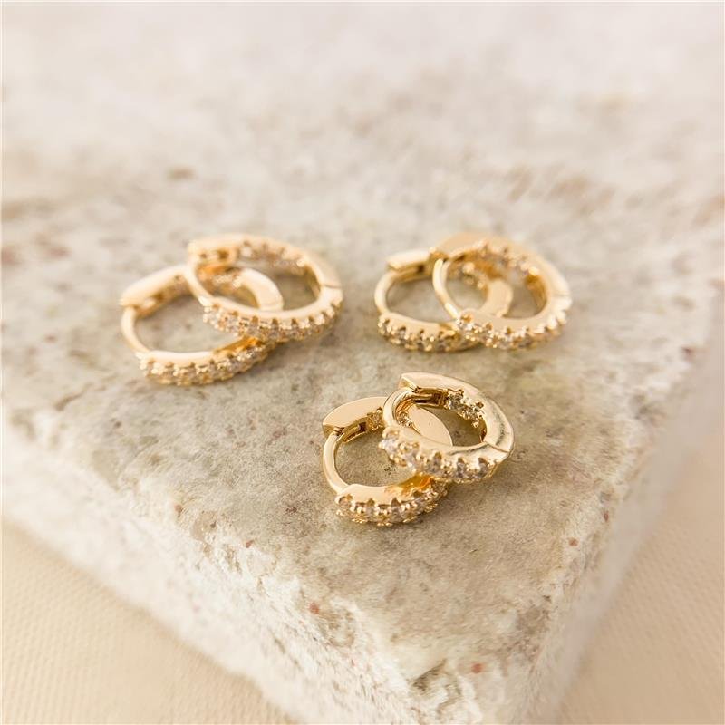 KIT DE ARGOLA REDONDA CRAVEJADA - CRISTAL